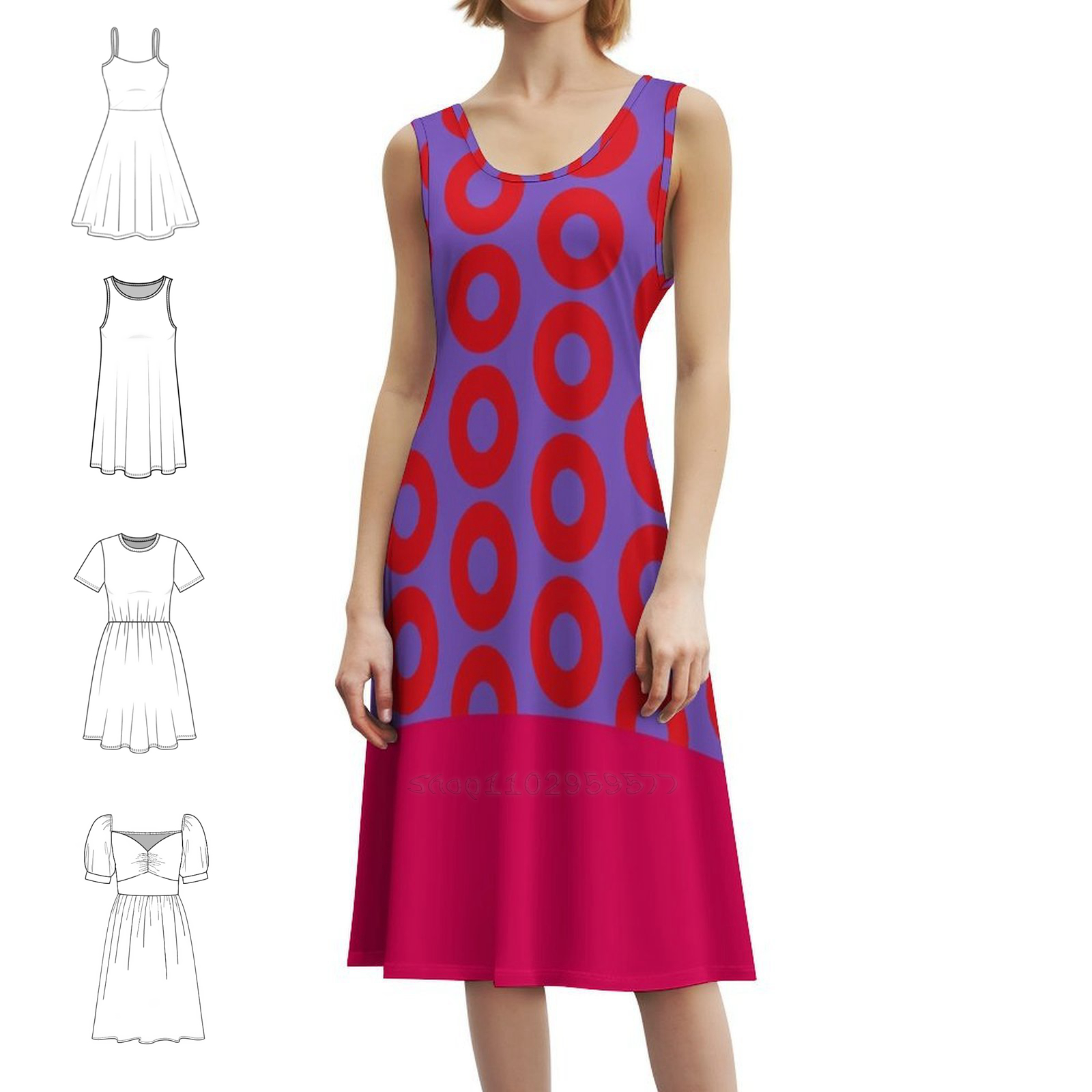 Women Fashion Gown - Phish-Fishman Donut Boho Chic Dress Elegant