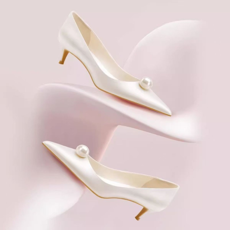 Women'S Fashion Shoes - 2026 New Luxury Designer White Satin