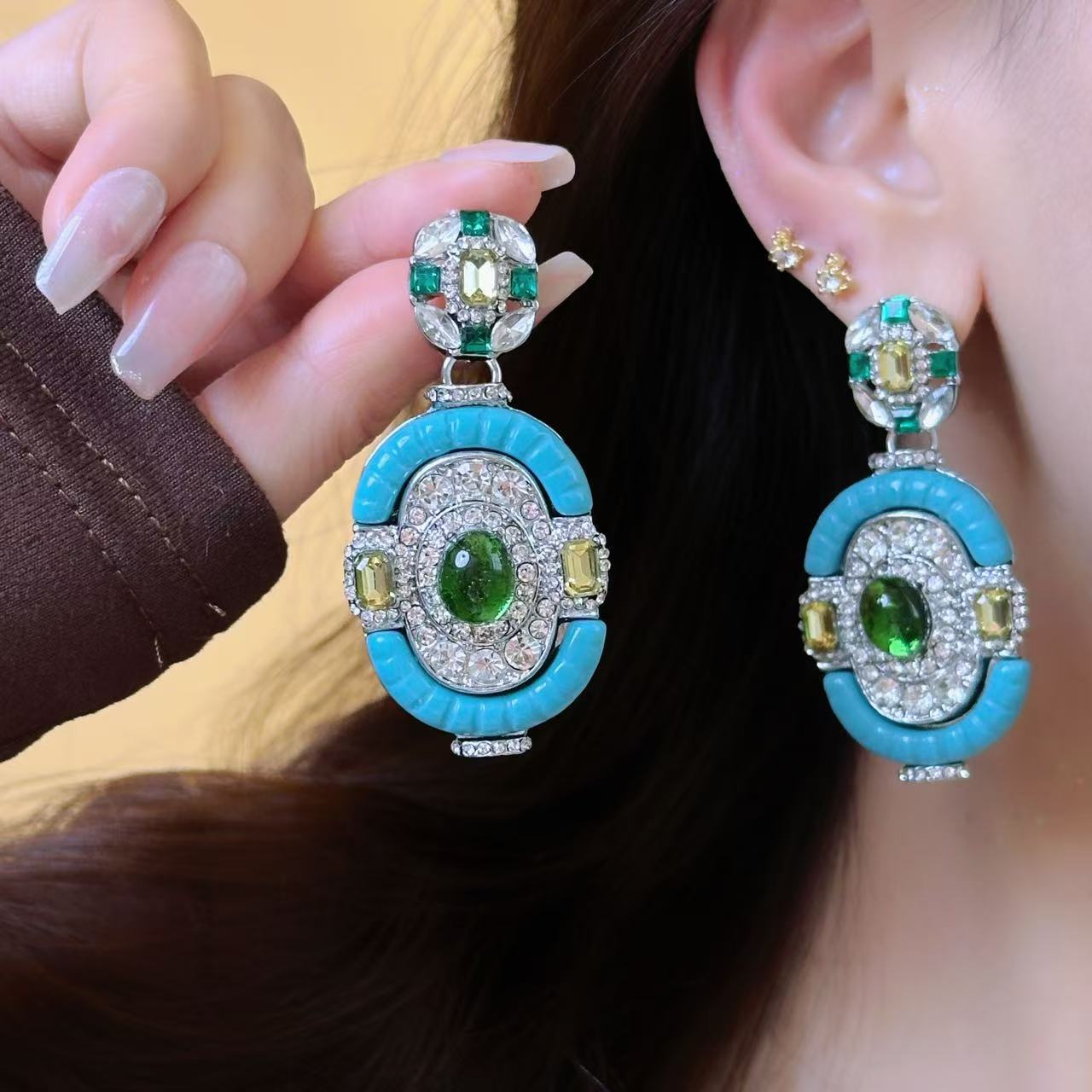 Vintage Turquoise Emerald Silv - Women'S Fashion Victorian Era recensione e prezzo