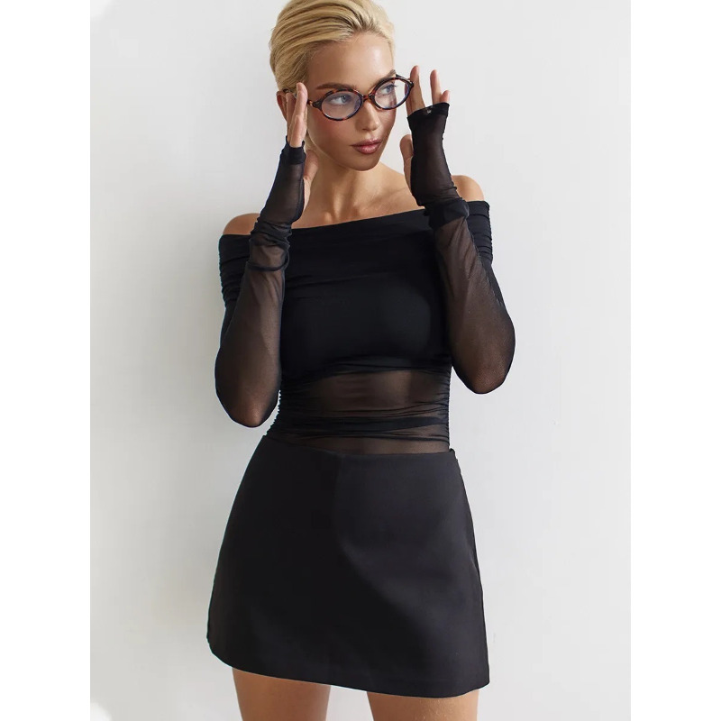 Women  Mesh Off Shoulder Top S - Women Fashion Outfits recensione e prezzo