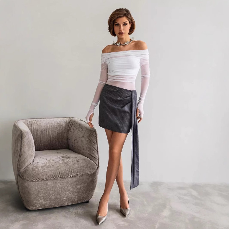 Women  Mesh Off Shoulder Top S - Women Fashion Outfits recensione e prezzo