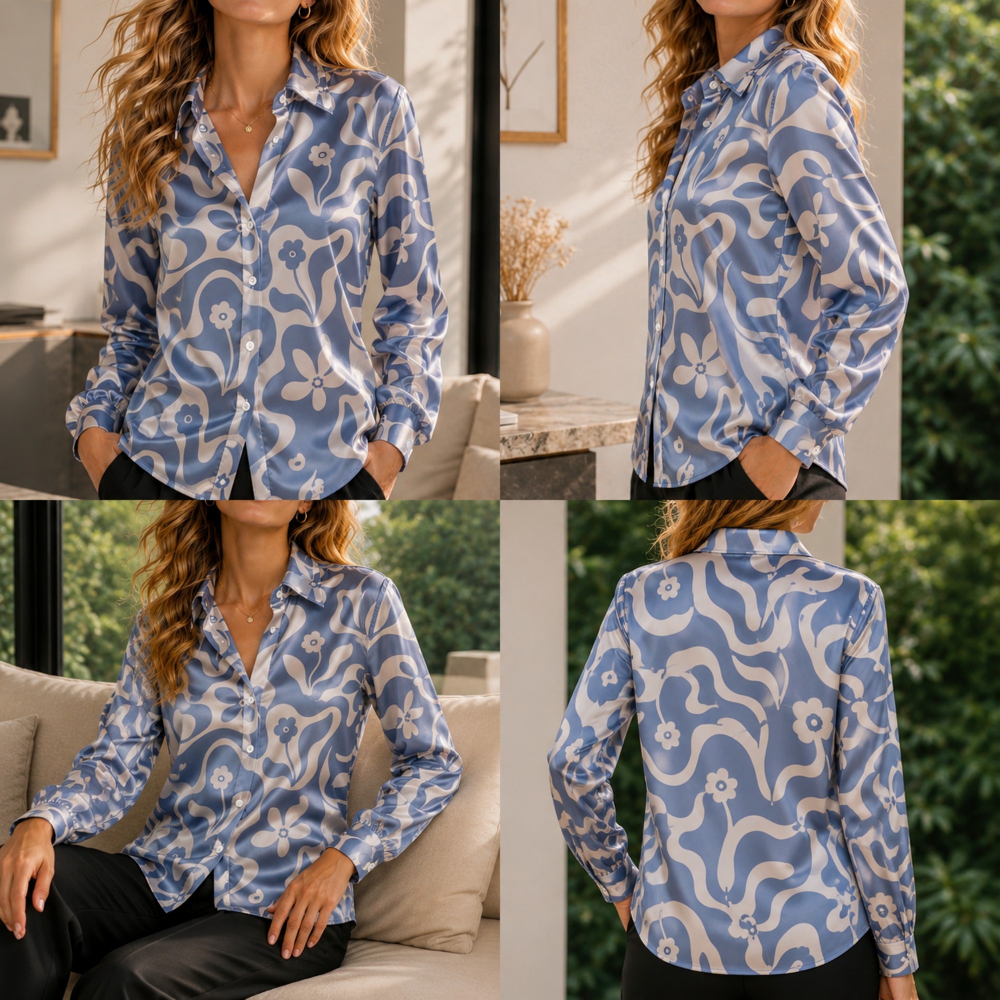 Women Green Satin Blouse White - Women'S Fashion recensione e prezzo