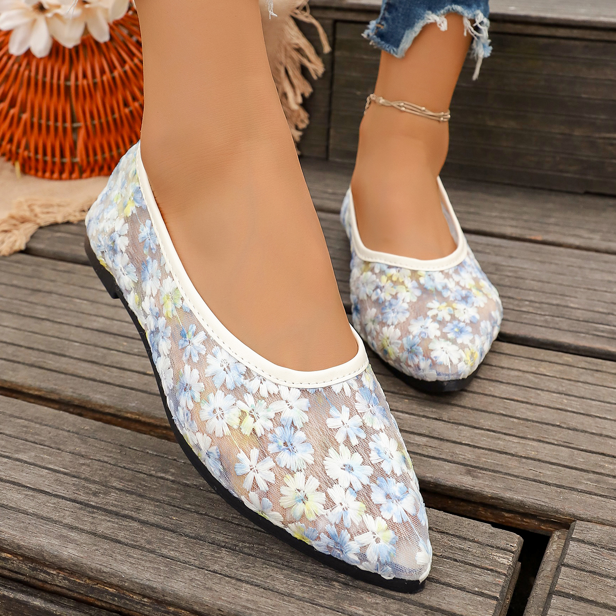 Summer Elegant Flower Low Heel - Women'S Fashion Walking Shoes recensione e prezzo