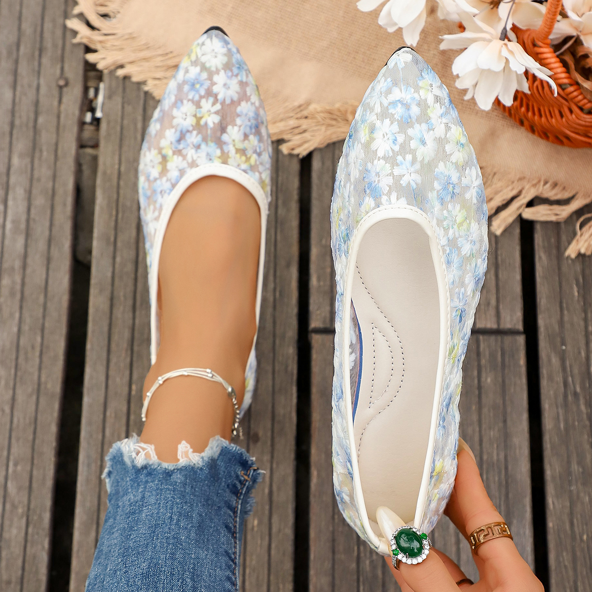 Summer Elegant Flower Low Heel - Women'S Fashion Walking Shoes recensione e prezzo