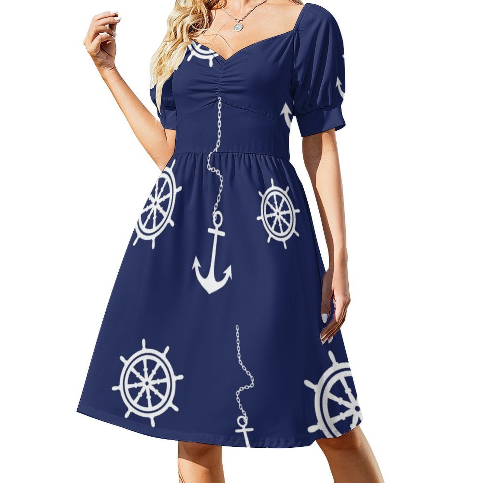Pattern-Navy And White Anchors - Women Fashion Gown recensione e prezzo