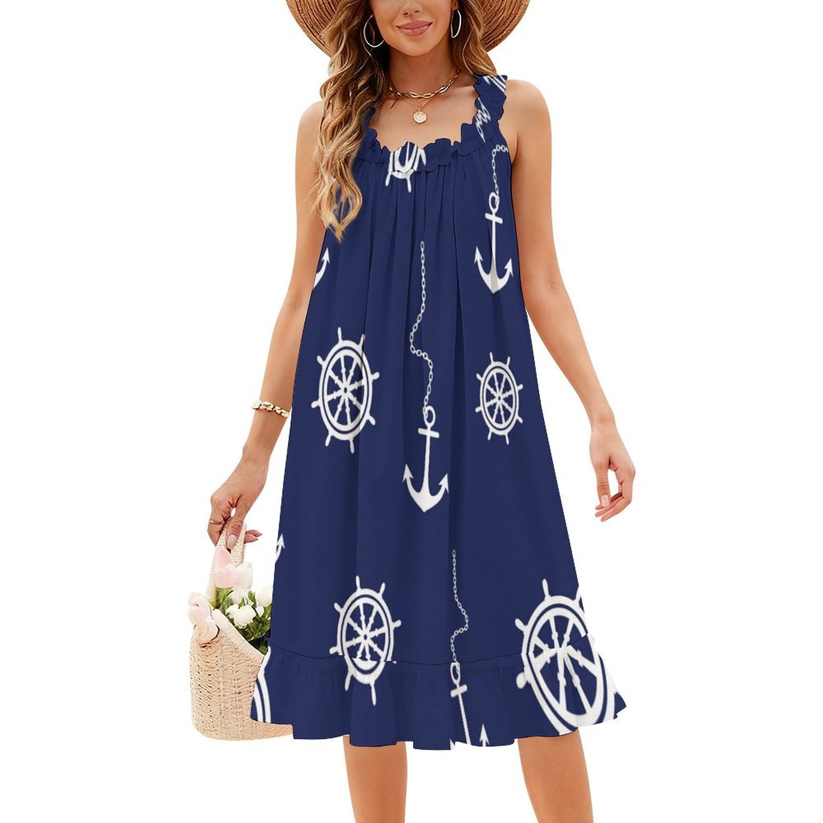 Pattern-Navy And White Anchors - Women Fashion Gown recensione e prezzo