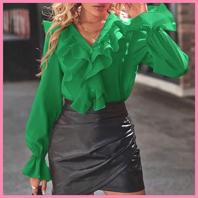 2025 Fashion V-Neck Ruffle Fla - Women'S Fashion recensione e prezzo