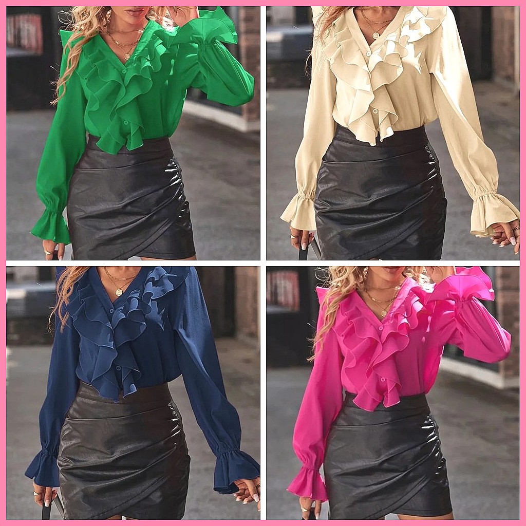 2025 Fashion V-Neck Ruffle Fla - Women'S Fashion recensione e prezzo