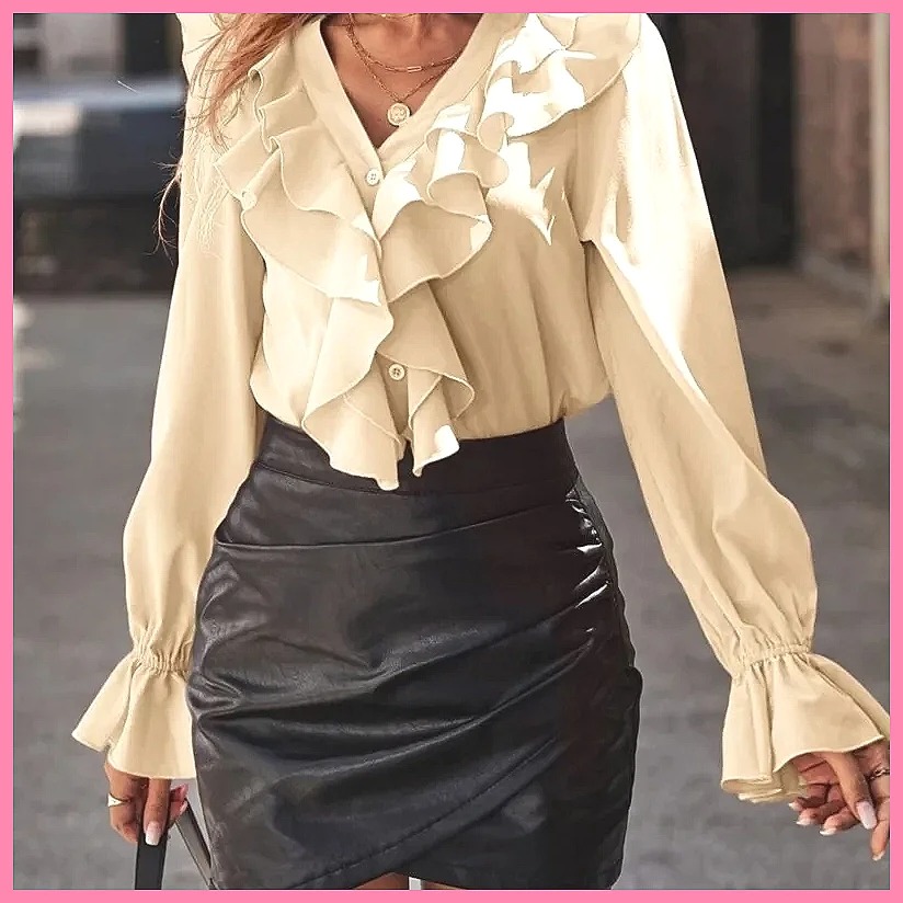 2025 Fashion V-Neck Ruffle Fla - Women'S Fashion recensione e prezzo