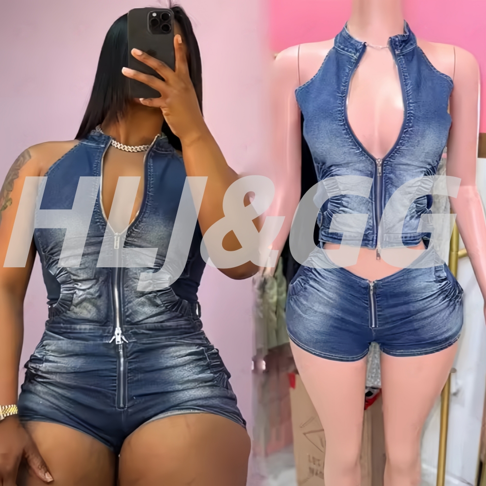 HLJ&GG Blue Fashion Denim Halt - Women Fashion Jeans Top recensione e prezzo