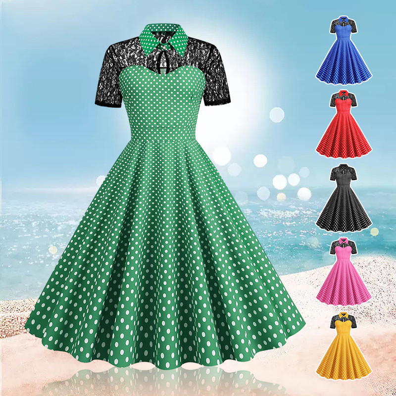 Polka Dot Printed Vintage Larg - Women'S Fashion Of The 60S recensione e prezzo