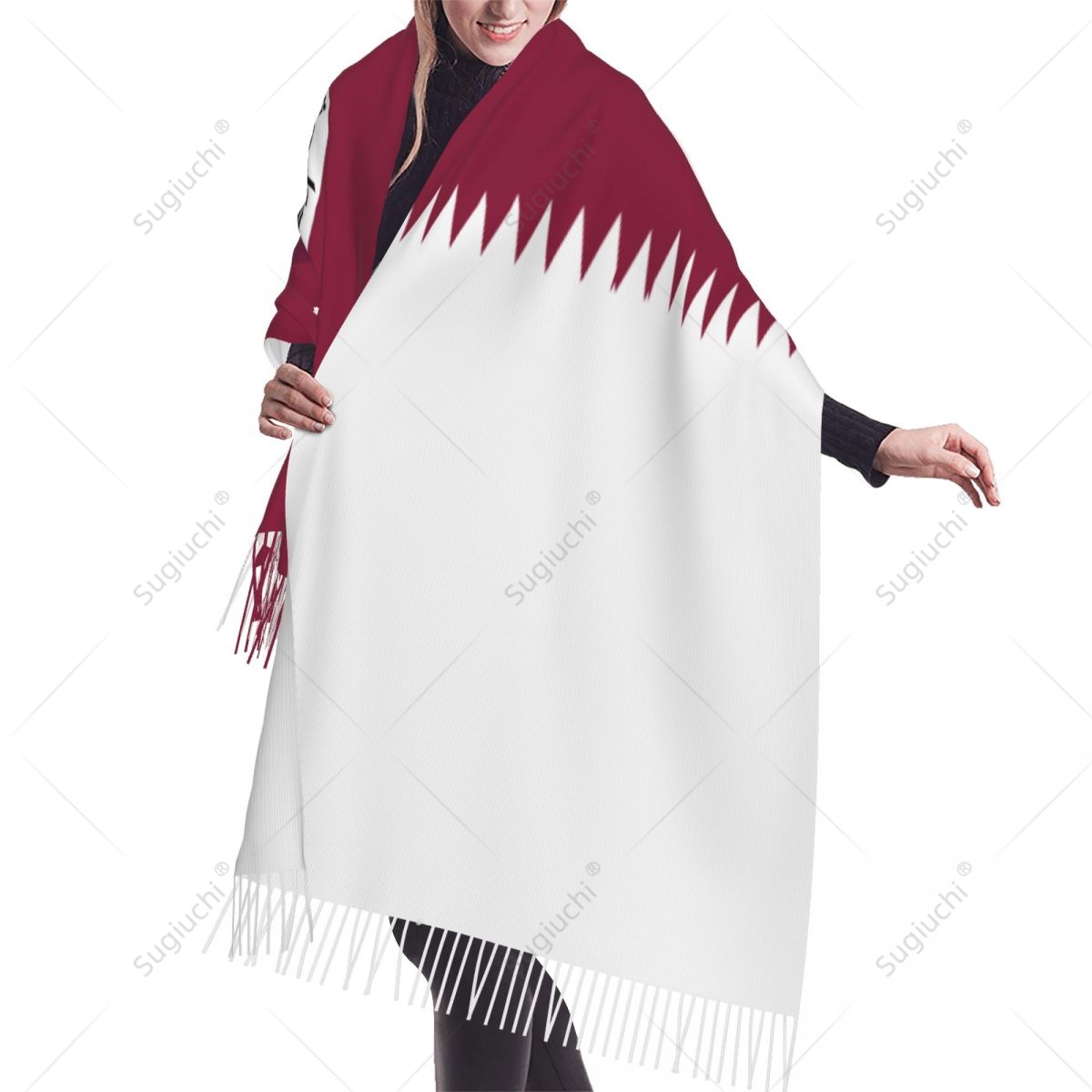 Qatar Emblem Flag Scarf Pashmi - Women Fashion Qatar recensione e prezzo