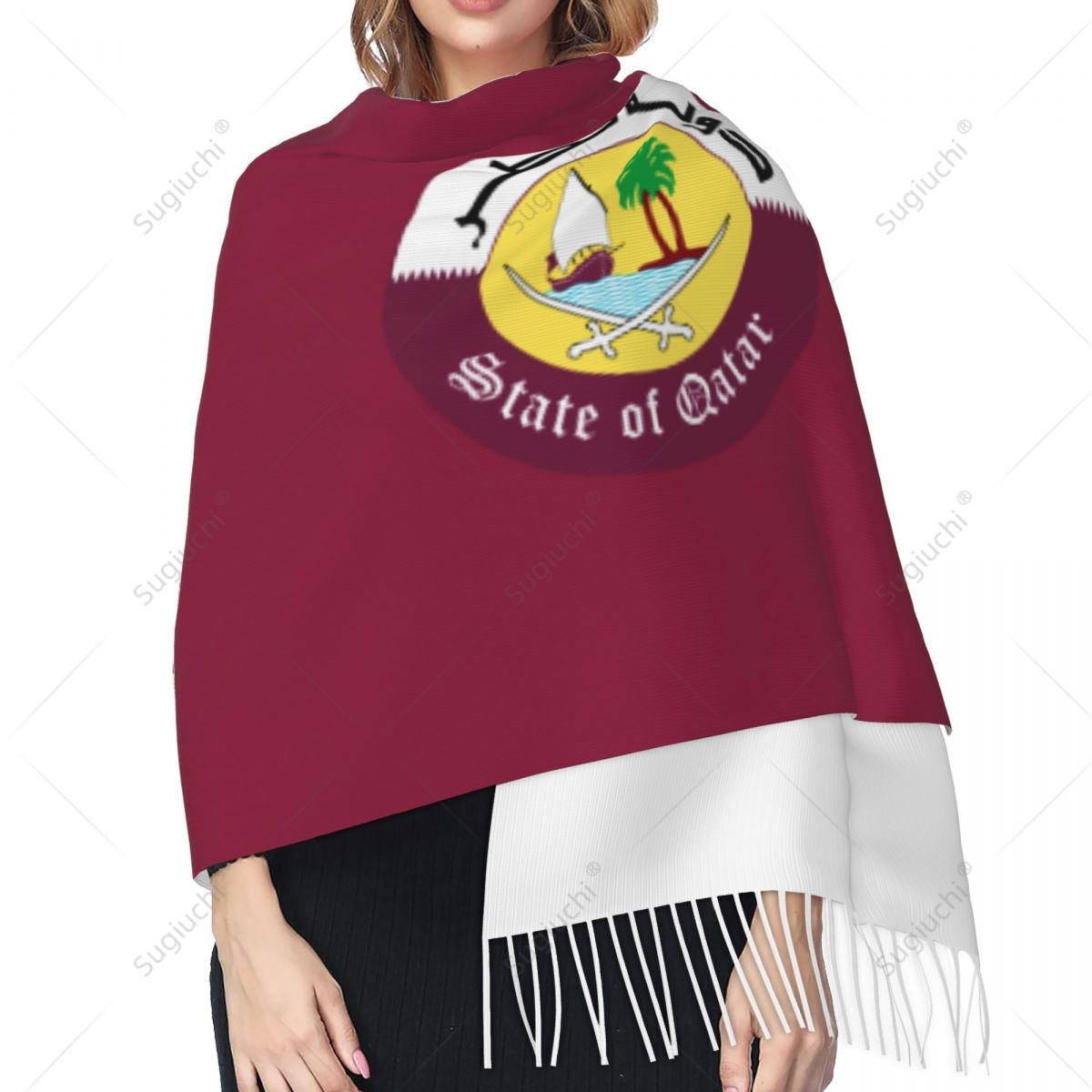 Qatar Emblem Flag Scarf Pashmi - Women Fashion Qatar recensione e prezzo