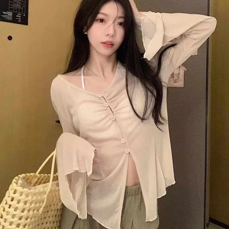 Sheer Flare Sleeve Blouse - Y2 - Women'S Fashion recensione e prezzo