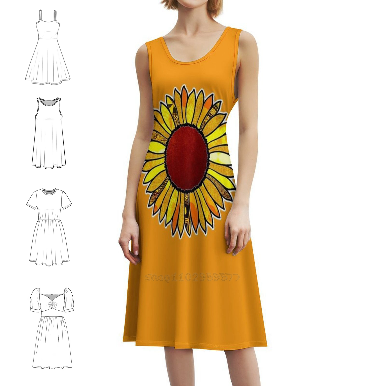Retro Sunflower Boho Chic Dres - Women Fashion Gown recensione e prezzo