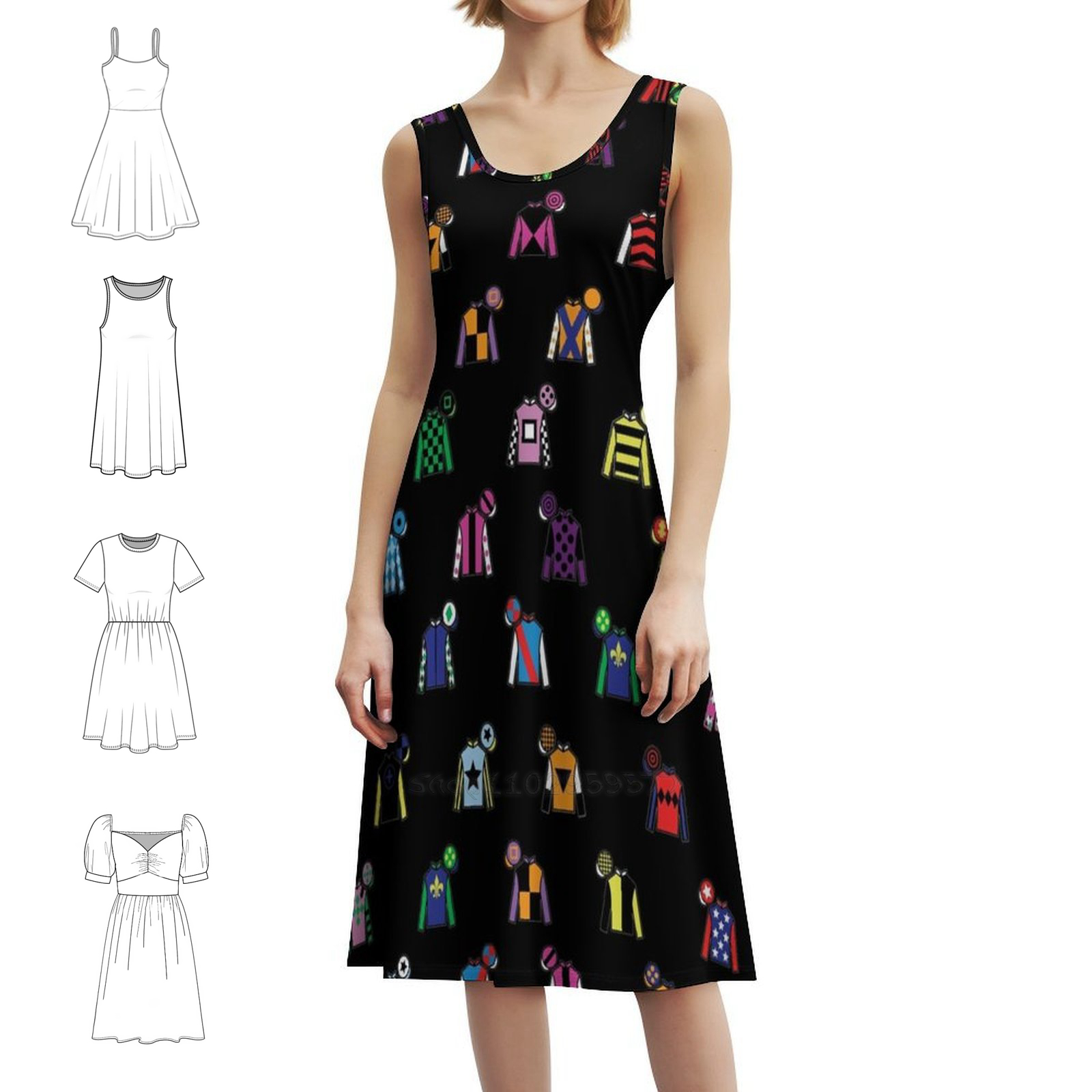 Horse Racing Jockey Silk Print - Women Fashion Gown recensione e prezzo
