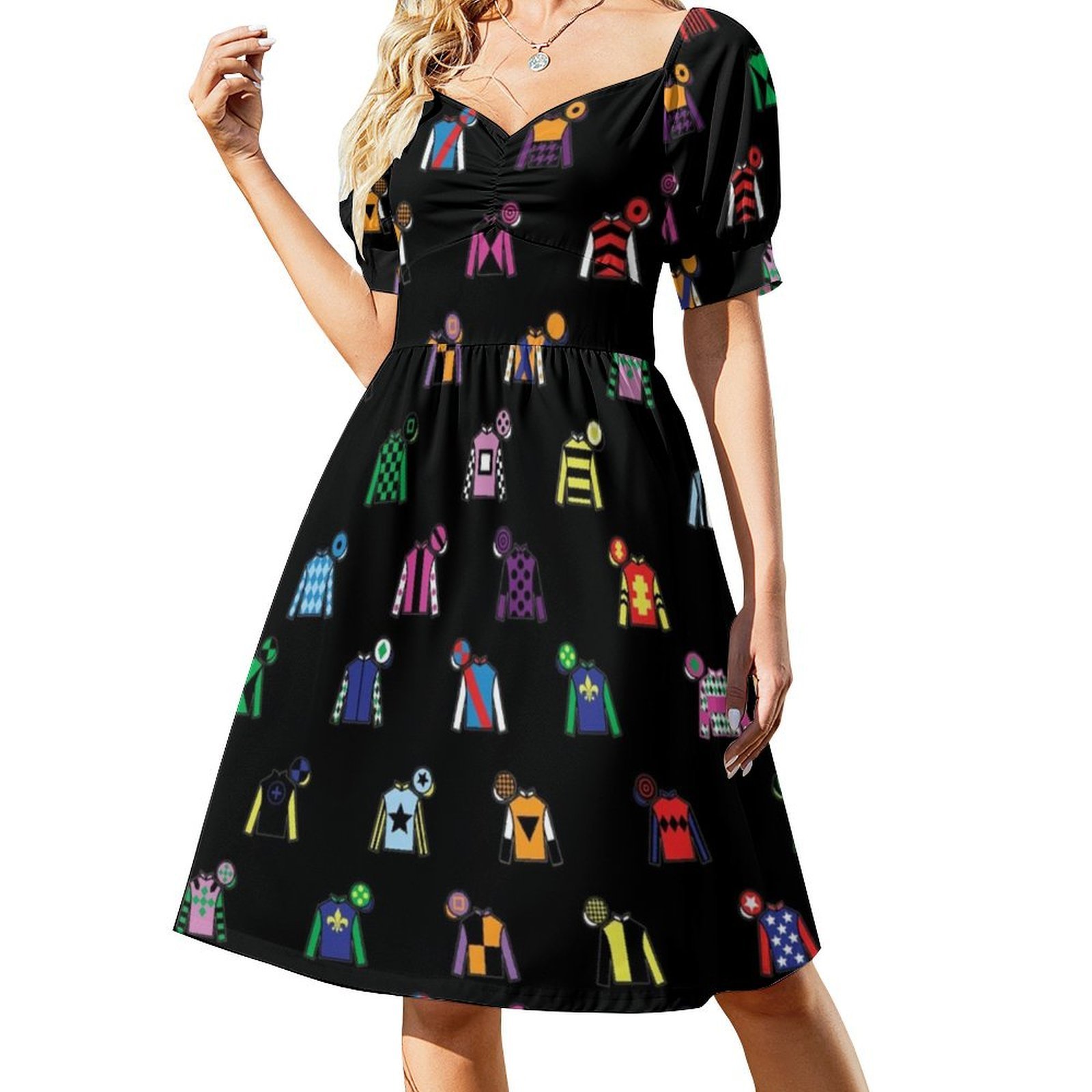 Horse Racing Jockey Silk Print - Women Fashion Gown recensione e prezzo