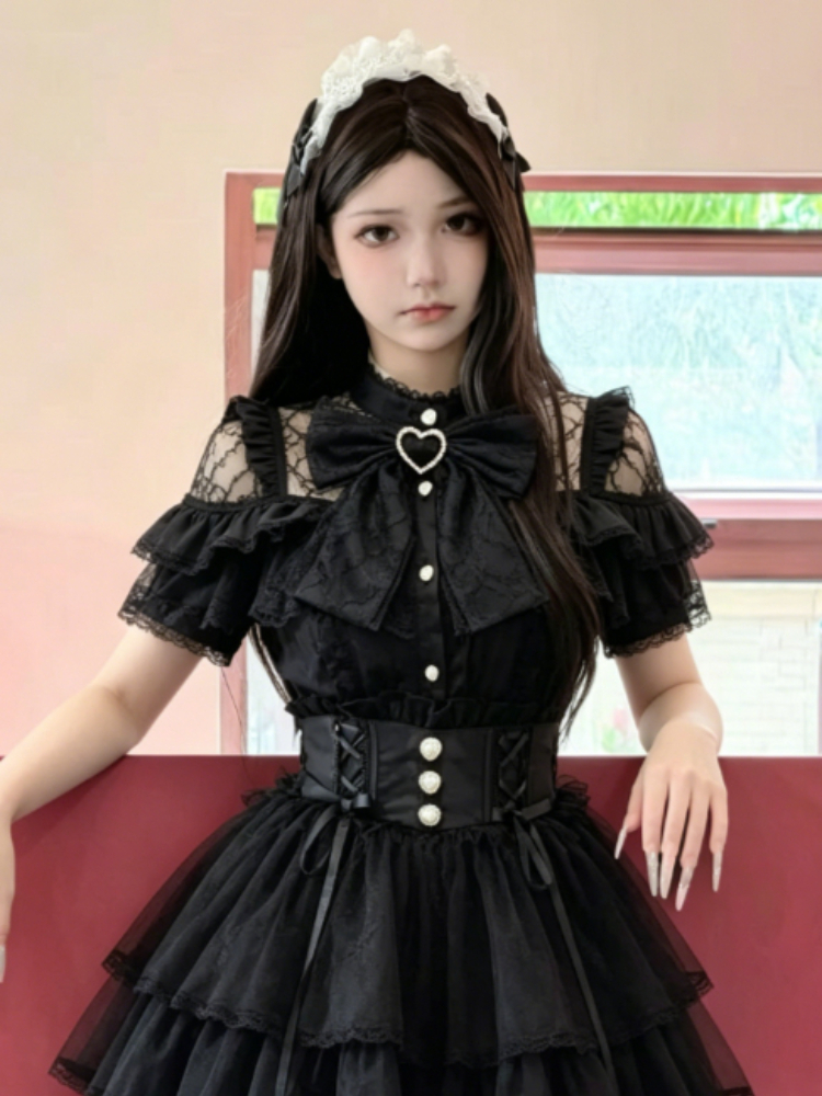 Women Lace Blouse With Bow Emb - Women Fashion Japan recensione e prezzo