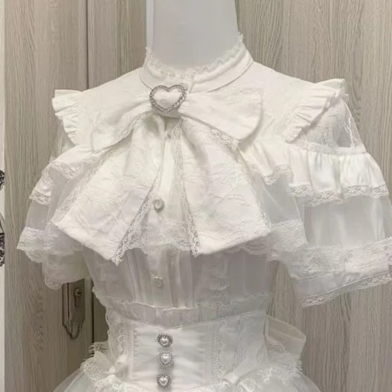 Women Lace Blouse With Bow Emb - Women Fashion Japan recensione e prezzo